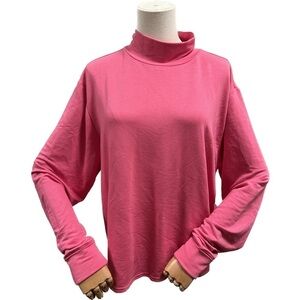 NWT something navy lightweight pink turtleneck barbiecore business casual preppy